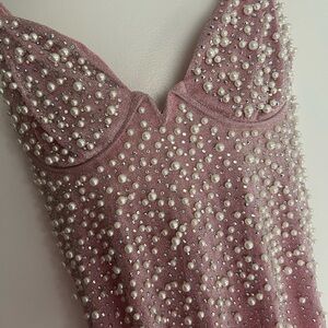 Fashion Nova Pink Glitter Pearl Dress